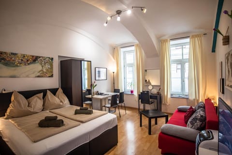 Bed, Living room, Bedroom
