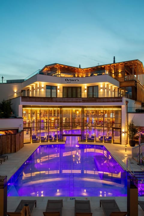 Facade/entrance, Decorative detail, On site, Pool view, Swimming pool, Swimming pool, Sunset, Open Air Bath
