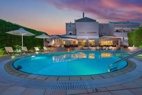 Property building, Night, Swimming pool
