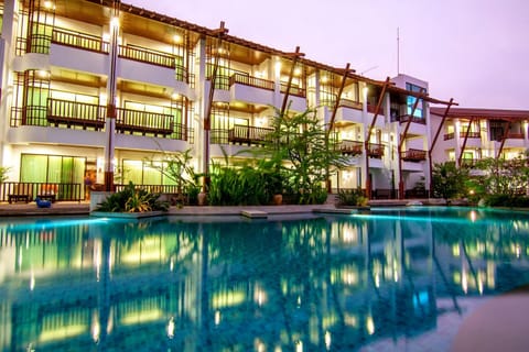 Property building, Swimming pool, Sunset