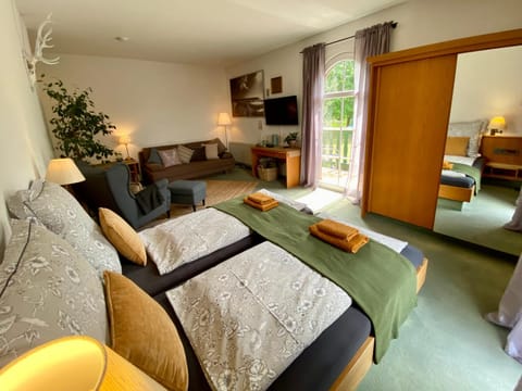 Bed, TV and multimedia, Seating area, Bedroom