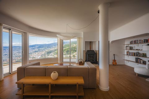 Natural landscape, Library, Living room, Seating area, Mountain view