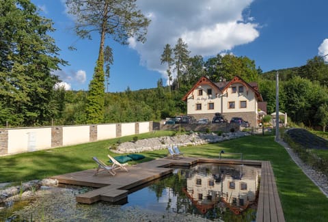 Property building, Spring, Day, Natural landscape, Garden, Garden view, Pool view, Swimming pool