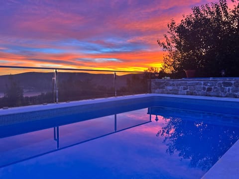 Natural landscape, Swimming pool, Sunset