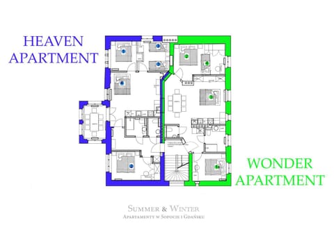 Family Luxury Wonder Heaven Apartment, 50m M Cassino Street, first - 3 bedrooms&studio, second - 2 bedrooms&studio, private parking w cenie, SUMMERWINTER Brand Apartment in Sopot