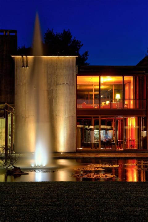 Property building, Night, Decorative detail, Garden view