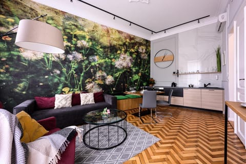 Kitchen or kitchenette, Living room, Seating area