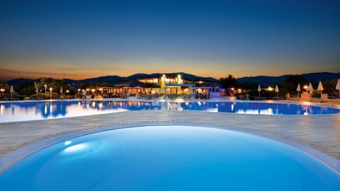 Night, Pool view, Swimming pool