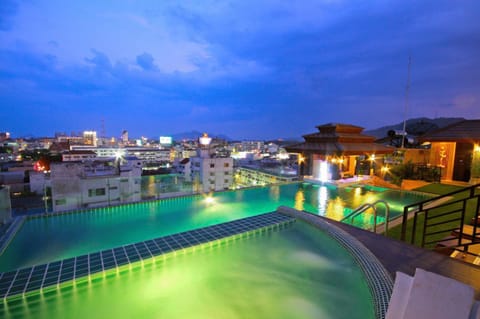 Night, View (from property/room), Swimming pool