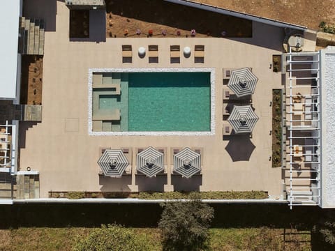 Property building, Pool view, Swimming pool, sunbed