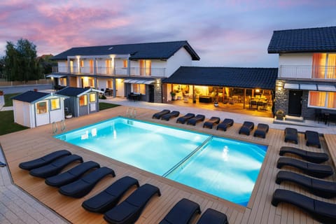 Property building, Patio, Swimming pool