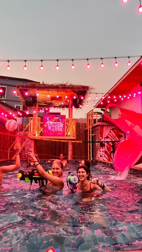 People, Aqua park, Swimming pool
