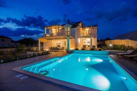 Property building, Night, Pool view, Swimming pool