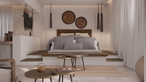 Bed, Seating area, Bedroom