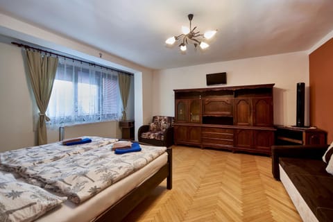 Bed, TV and multimedia, Living room, Photo of the whole room, Seating area, Bedroom, towels