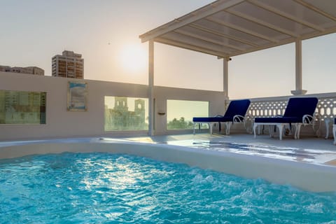 Hot Tub, City view, Sea view, Swimming pool, Sunset