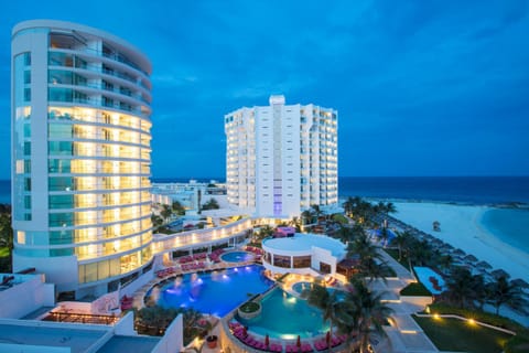 Property building, Night, Natural landscape, Beach, Pool view, Swimming pool