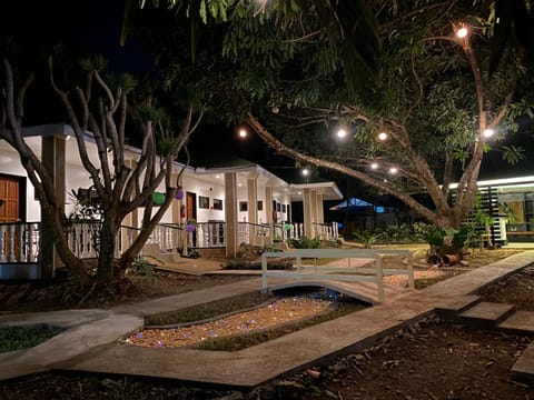 Property building, Night, Garden, Garden view