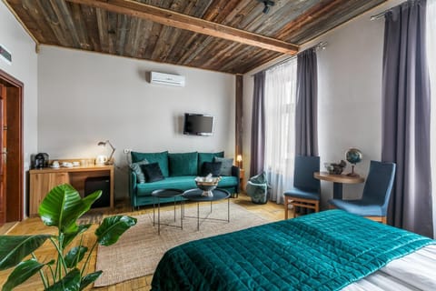 Bed, TV and multimedia, Living room, Photo of the whole room, Seating area, Bedroom, air conditioner