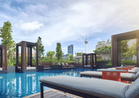 Property building, Pool view, Swimming pool, sunbed