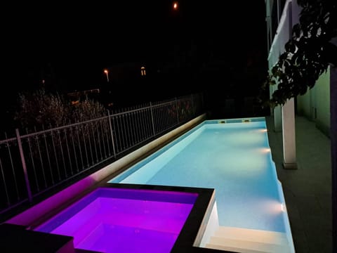 Night, Pool view, Swimming pool