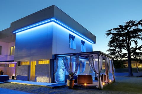 Property building, Patio, Night, Garden