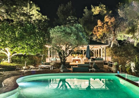 Restaurant/places to eat, Night, Natural landscape, Summer, Garden, Lounge or bar, Swimming pool