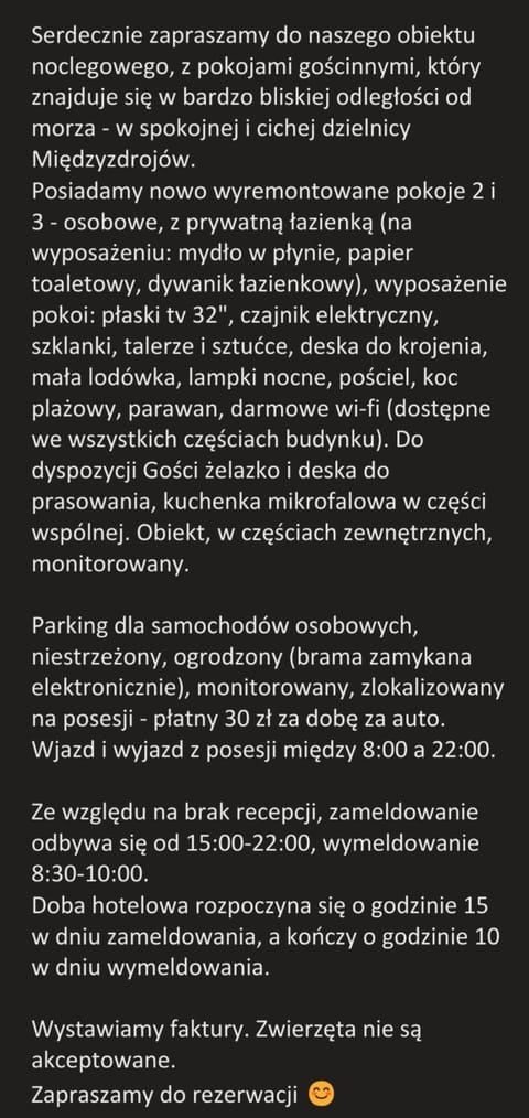 Pokoje Gościnne Gąsowscy Dzieci od 12 roku życia Vacation rental in Miedzyzdroje