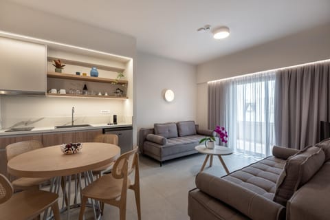 Kitchen or kitchenette, Living room, Seating area