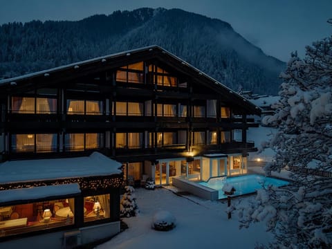 Property building, Night, Winter, Mountain view, Pool view, Swimming pool