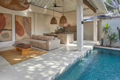 Living room, Seating area, Pool view, kitchen