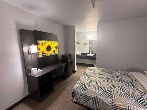 Bed, TV and multimedia, Photo of the whole room, Evening entertainment, Bedroom, microwave