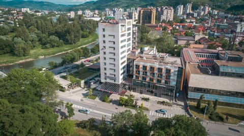 Property building, Facade/entrance, Property logo or sign, Bird's eye view, Location