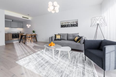 Kitchen or kitchenette, Living room, Seating area, Dining area