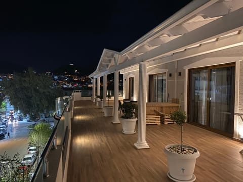 Property building, Patio, Night, View (from property/room), Balcony/Terrace