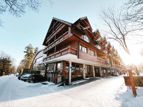 Property building, Natural landscape, Winter, Parking