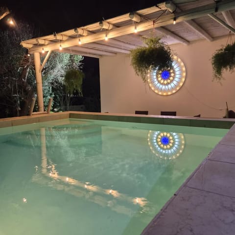 Night, Pool view, Swimming pool