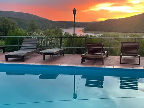 Natural landscape, Lake view, Mountain view, Swimming pool, Sunset