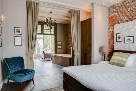 Bed, Garden view, Bath