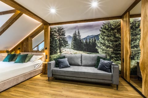 Bed, Seating area