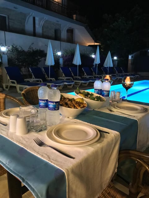 Restaurant/places to eat, Food close-up, Dining area, Swimming pool, Sunset