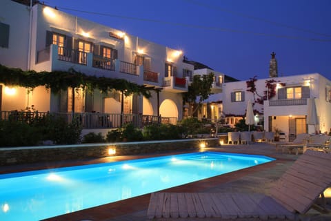 Property building, Night, Swimming pool