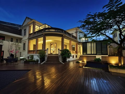 Property building, Night, Garden