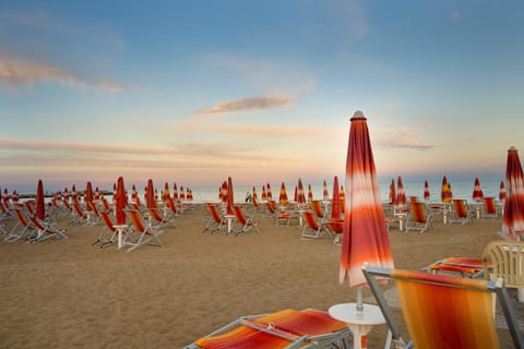 Beach, Sea view, Sunset, sunbed