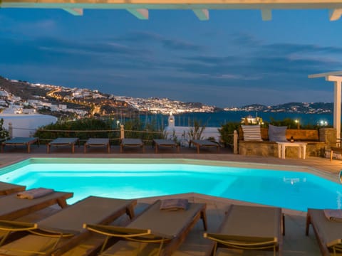 Night, View (from property/room), Swimming pool