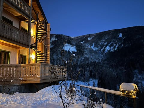 Property building, Night, Winter