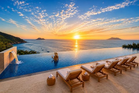 Sea view, Swimming pool, Sunset