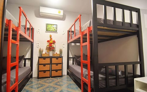 Bed, Photo of the whole room, bunk bed, air conditioner