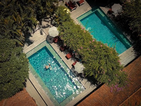 Swimming pool, sunbed
