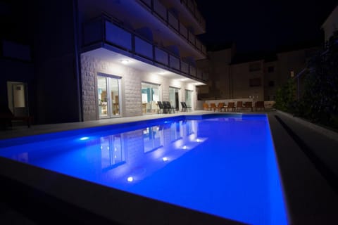 Property building, Night, Pool view, Swimming pool, Swimming pool